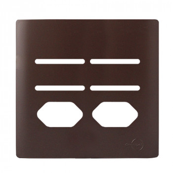 Placa p/ 4 Interruptores + 2 Tomadas 4x4 - Novara Marrom Fosco Placa p/ 4 Interruptores + 2 Tomadas 4x4 - Novara Marrom Fosco